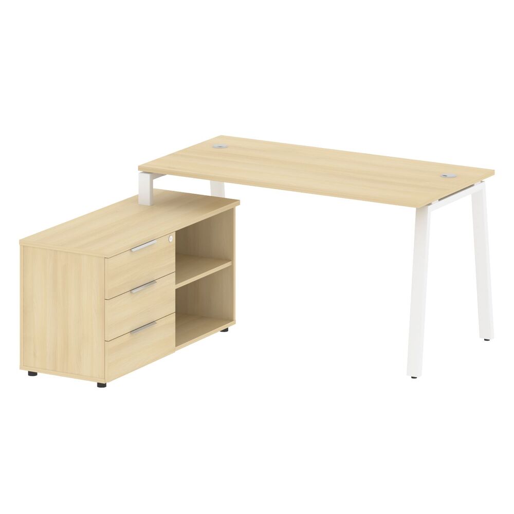 Рабочая станция на А-образном м/к с опорной тумбой левая