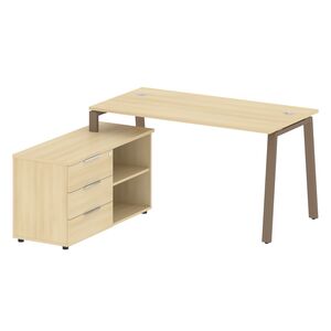 Рабочая станция на А-образном м/к с опорной тумбой левая