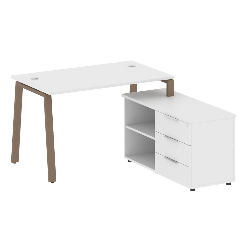 Рабочая станция на А-образном м/к с опорной тумбой правая