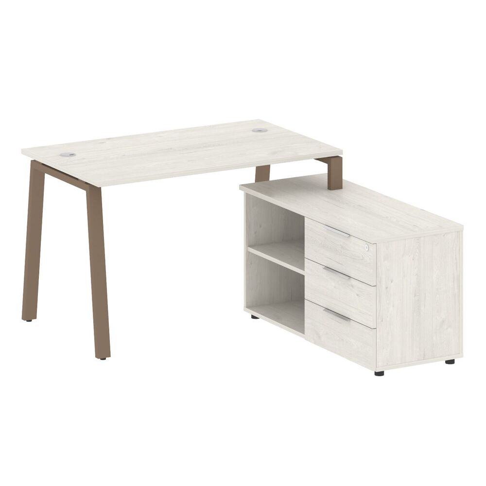 Рабочая станция на А-образном м/к с опорной тумбой правая