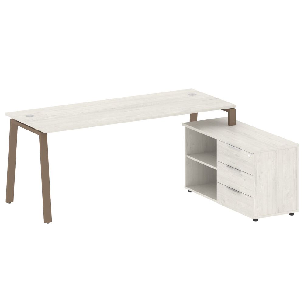 Рабочая станция на А-образном м/к с опорной тумбой правая