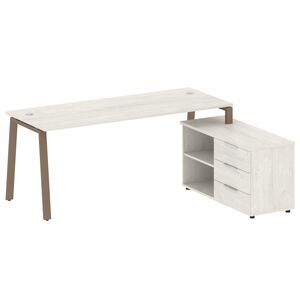 Рабочая станция на А-образном м/к с опорной тумбой правая