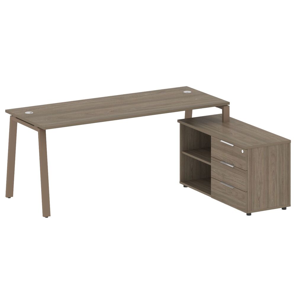 Рабочая станция на А-образном м/к с опорной тумбой правая