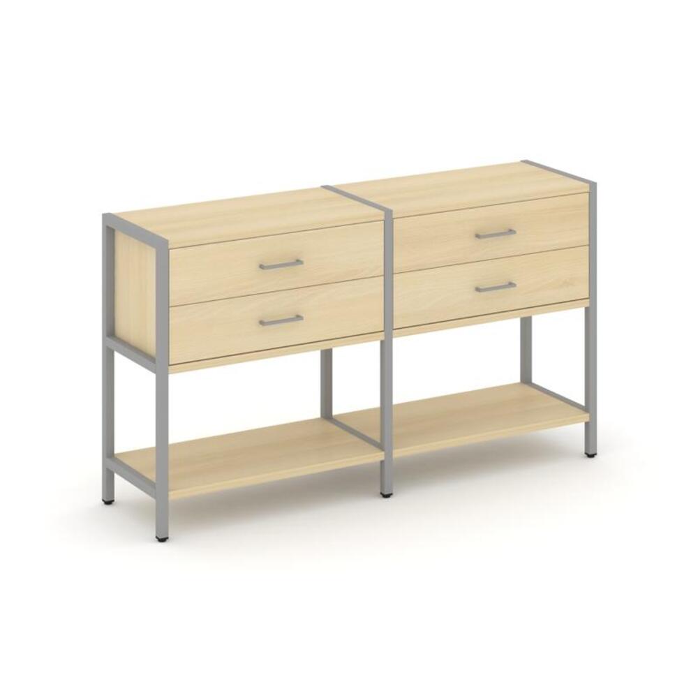 Двухсекционный стеллаж двухярусный с ящиками