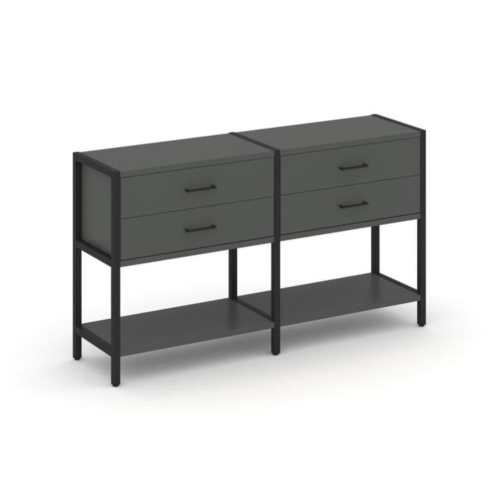 Двухсекционный стеллаж двухярусный с ящиками