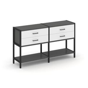 Двухсекционный стеллаж двухярусный с ящиками