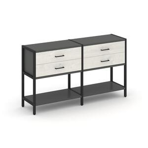 Двухсекционный стеллаж двухярусный с ящиками