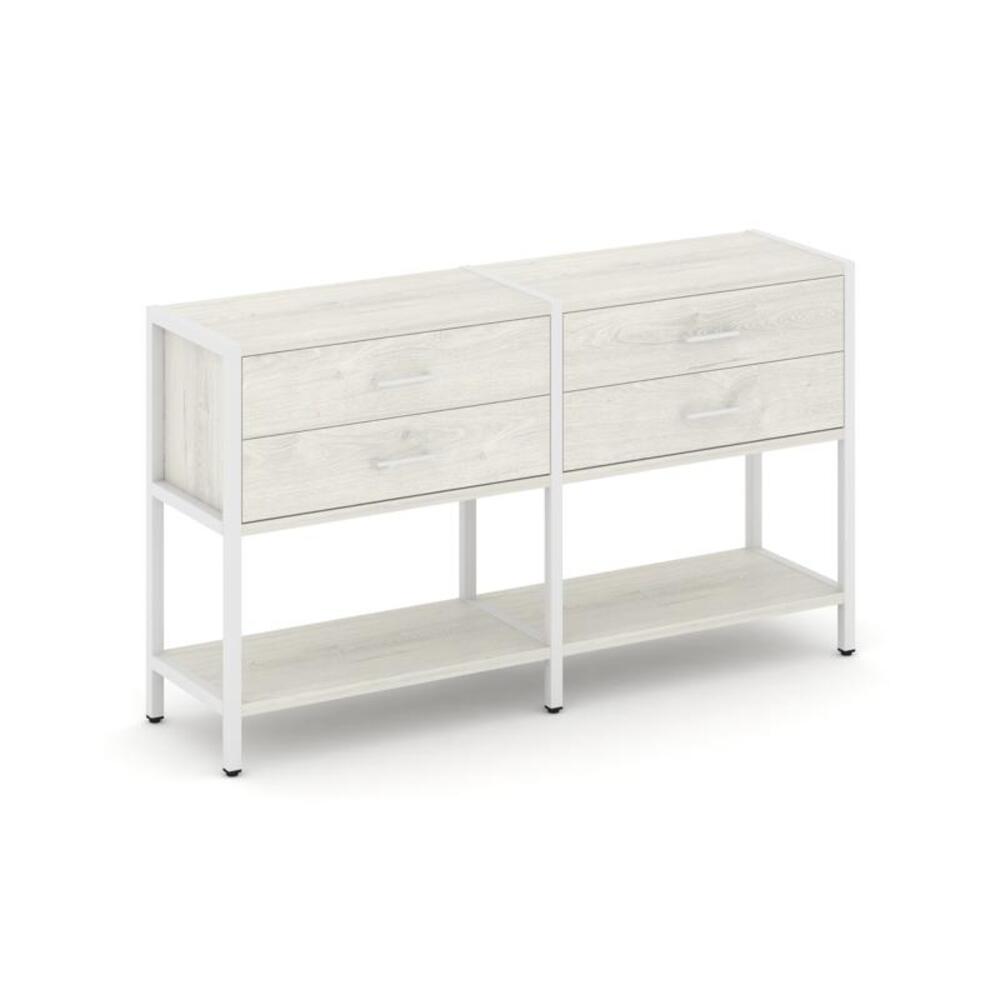 Двухсекционный стеллаж двухярусный с ящиками