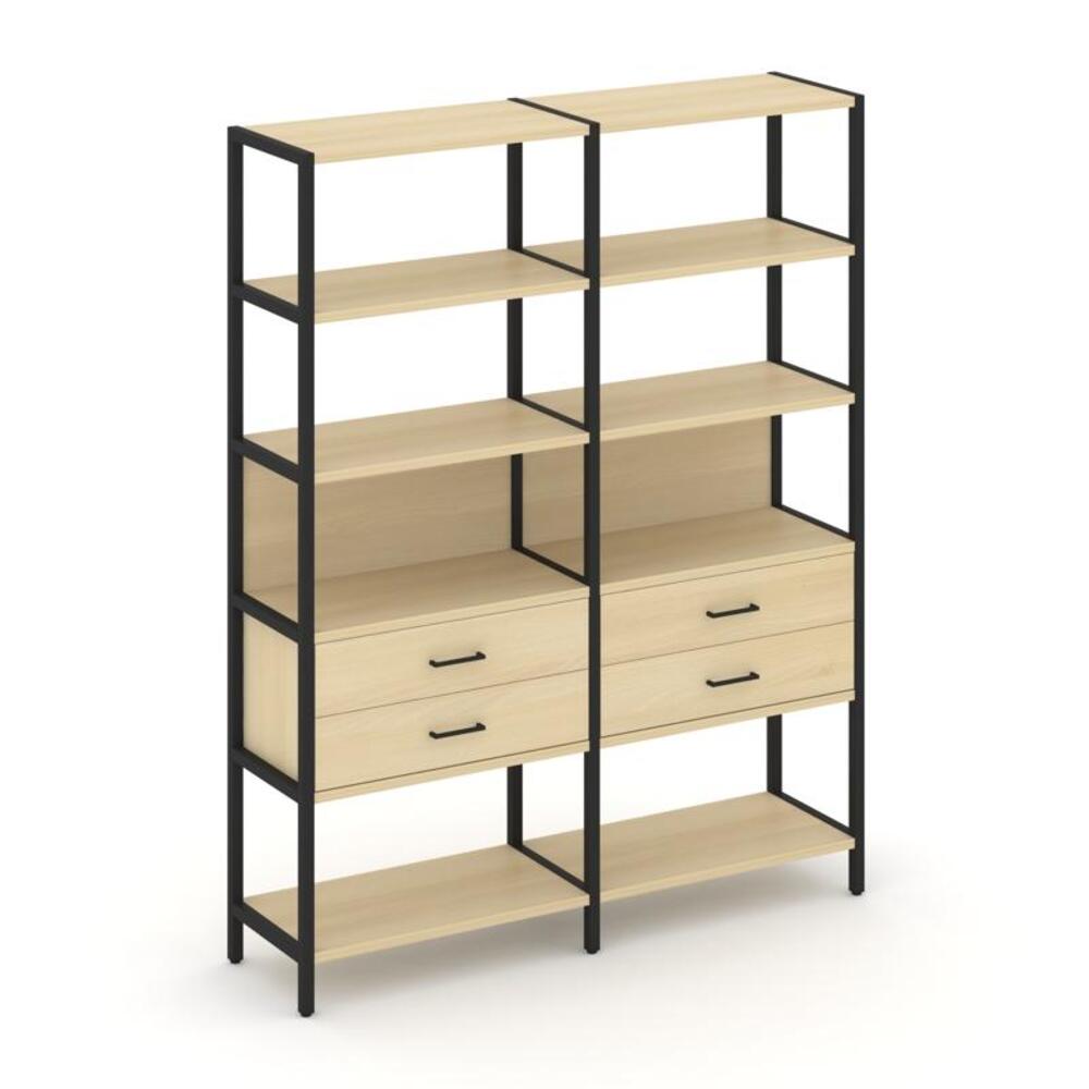 Двухсекционный стеллаж пятиярусный с ящиками