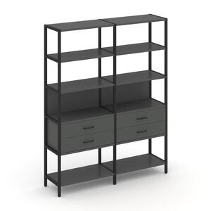 Двухсекционный стеллаж пятиярусный с ящиками