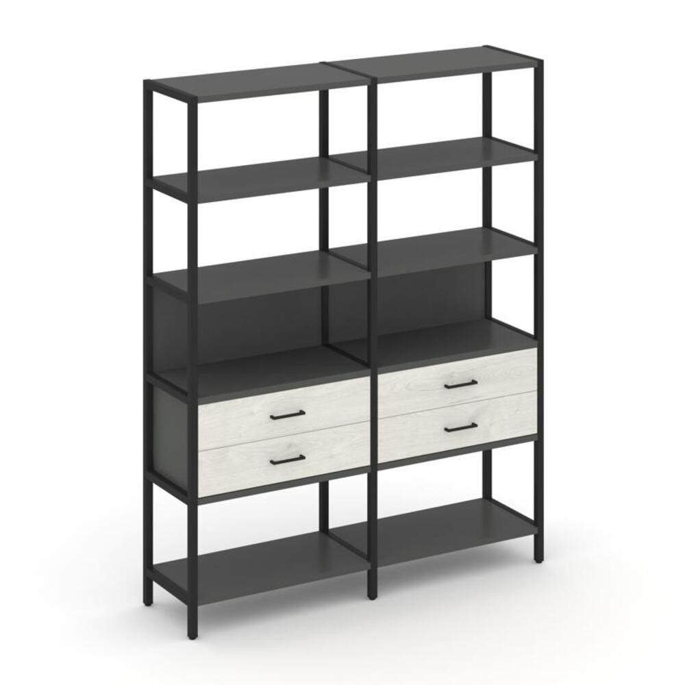 Двухсекционный стеллаж пятиярусный с ящиками