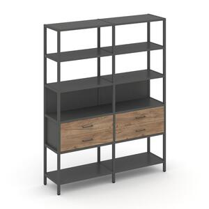 Двухсекционный стеллаж пятиярусный с ящиками