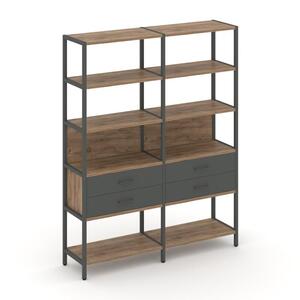 Двухсекционный стеллаж пятиярусный с ящиками