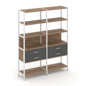 Двухсекционный стеллаж пятиярусный с ящиками