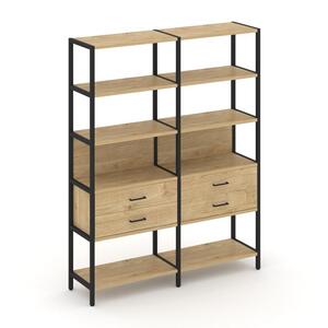 Двухсекционный стеллаж пятиярусный с ящиками