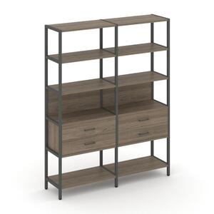 Двухсекционный стеллаж пятиярусный с ящиками