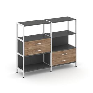 Двухсекционный стеллаж трехярусный с ящиками