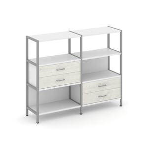 Двухсекционный стеллаж трехярусный с ящиками