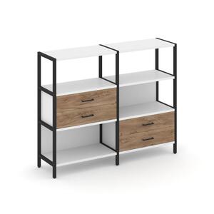 Двухсекционный стеллаж трехярусный с ящиками