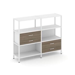 Двухсекционный стеллаж трехярусный с ящиками