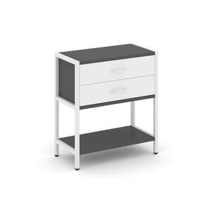 Односекционный стеллаж двухярусный с ящиками