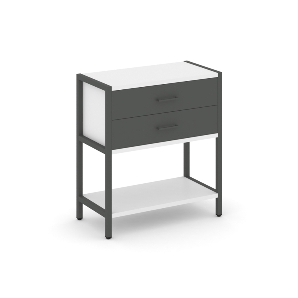 Односекционный стеллаж двухярусный с ящиками