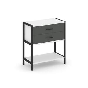 Односекционный стеллаж двухярусный с ящиками