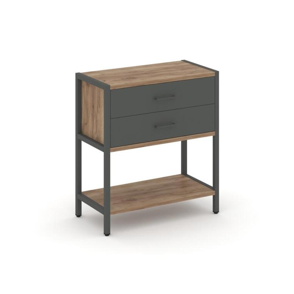 Односекционный стеллаж двухярусный с ящиками