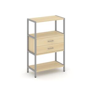 Односекционный стеллаж трехярусный с ящиками