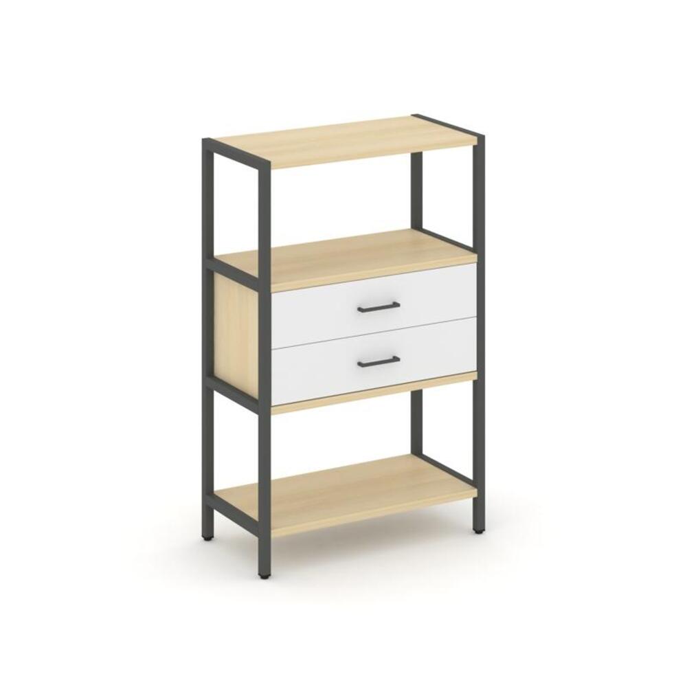 Односекционный стеллаж трехярусный с ящиками