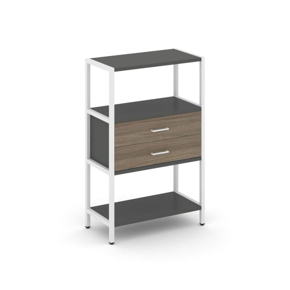 Односекционный стеллаж трехярусный с ящиками