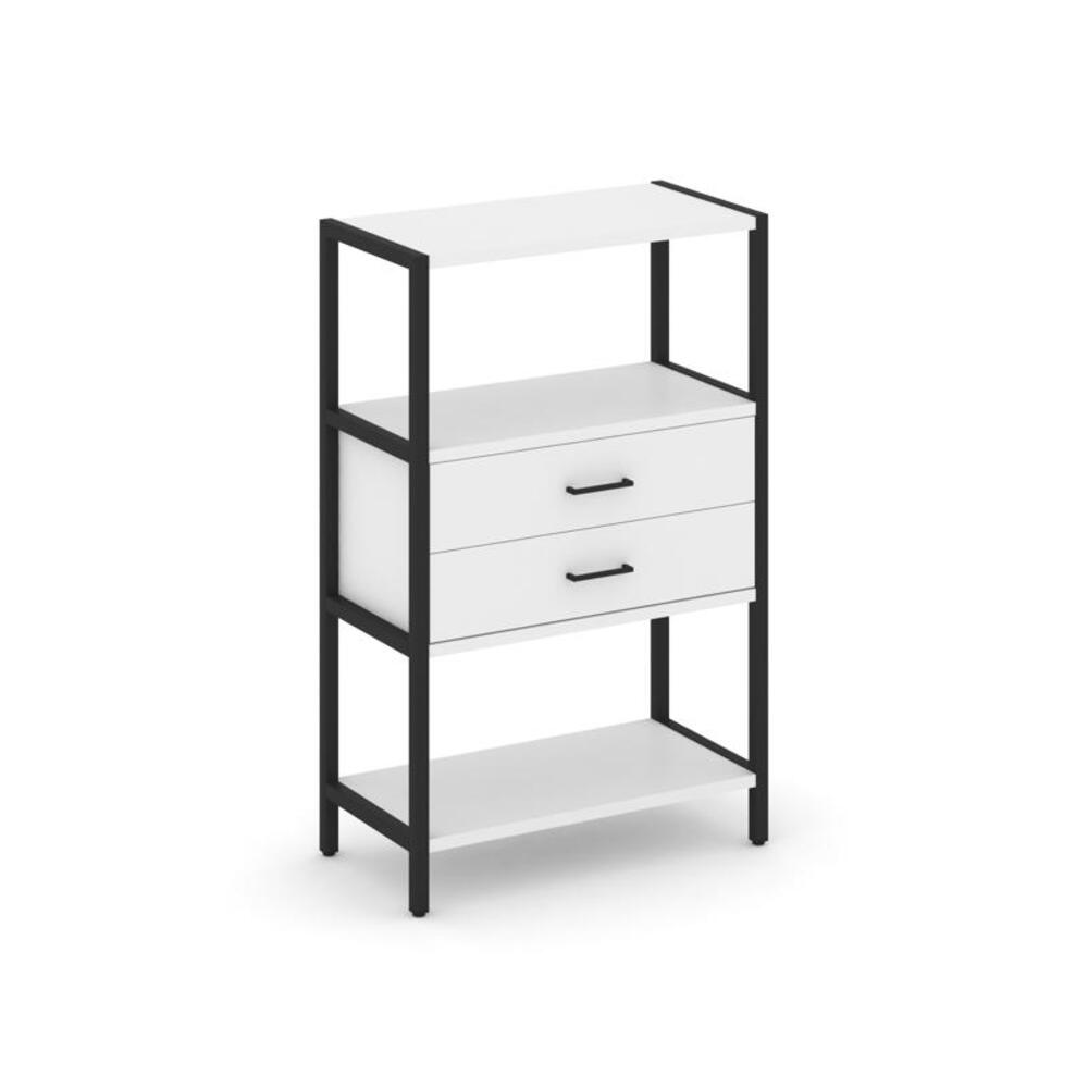 Односекционный стеллаж трехярусный с ящиками