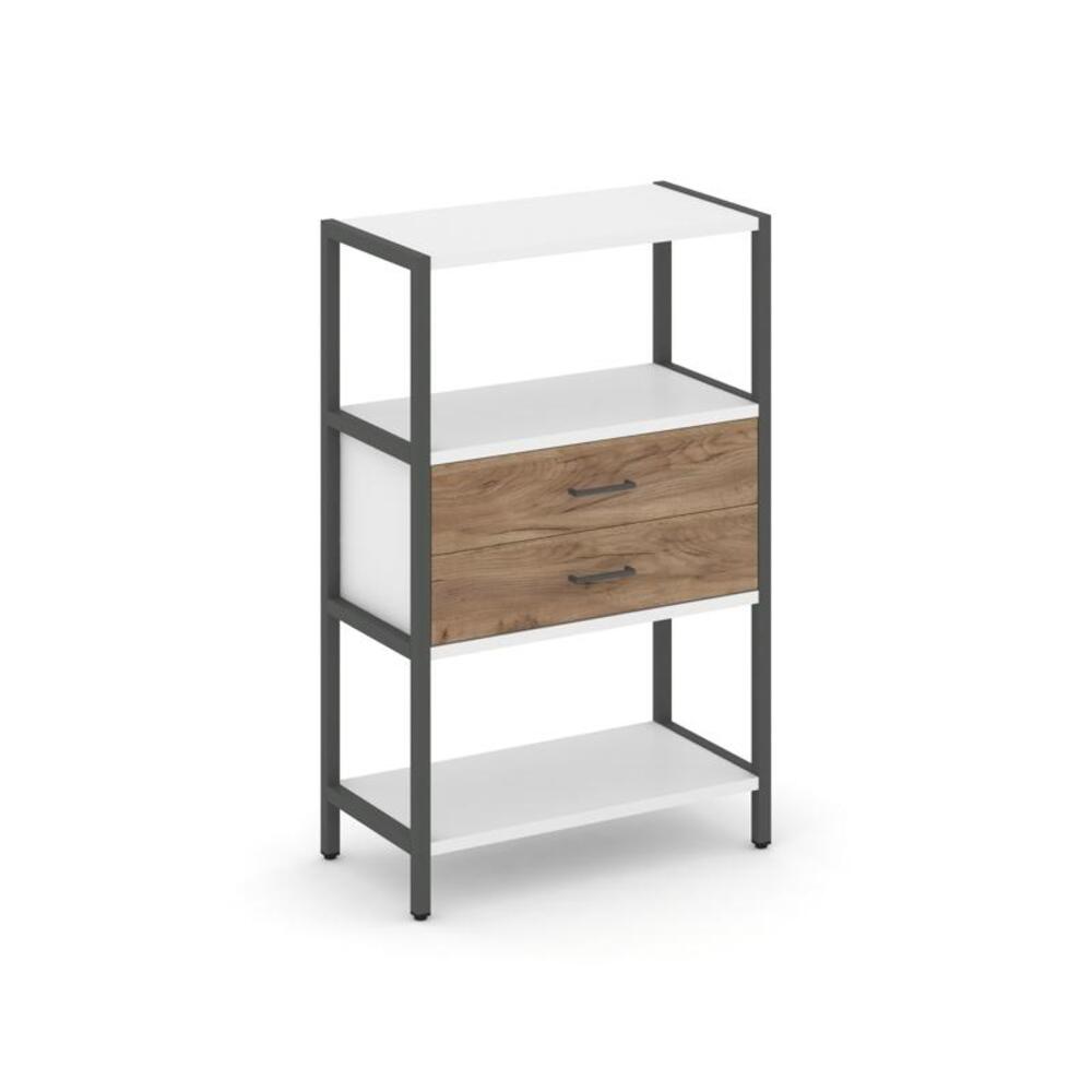 Односекционный стеллаж трехярусный с ящиками