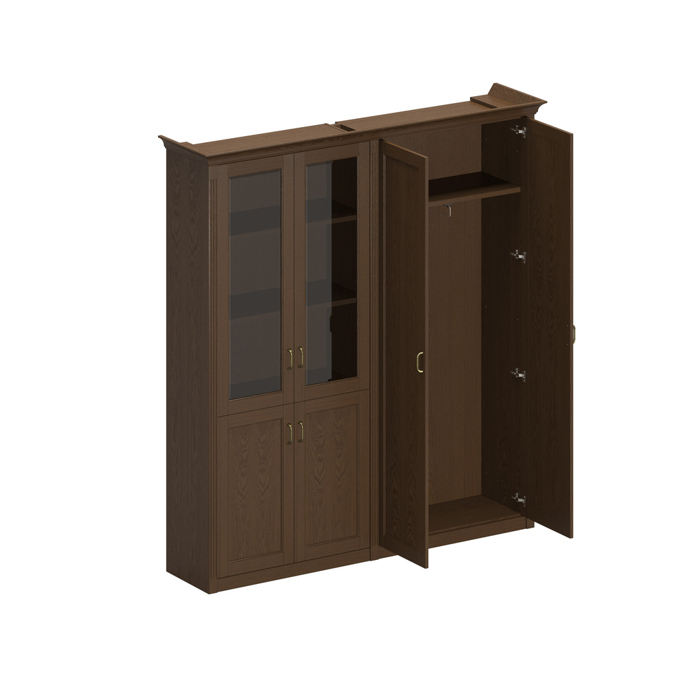 Шкаф комбинированный высокий (для одежды широкий + для документов со стеклянными дверями)