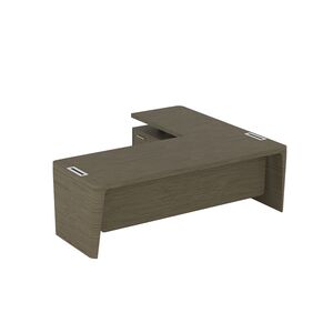 Стол для руководителя левый с приставкой на большой тумбе и фронтальной панелью
