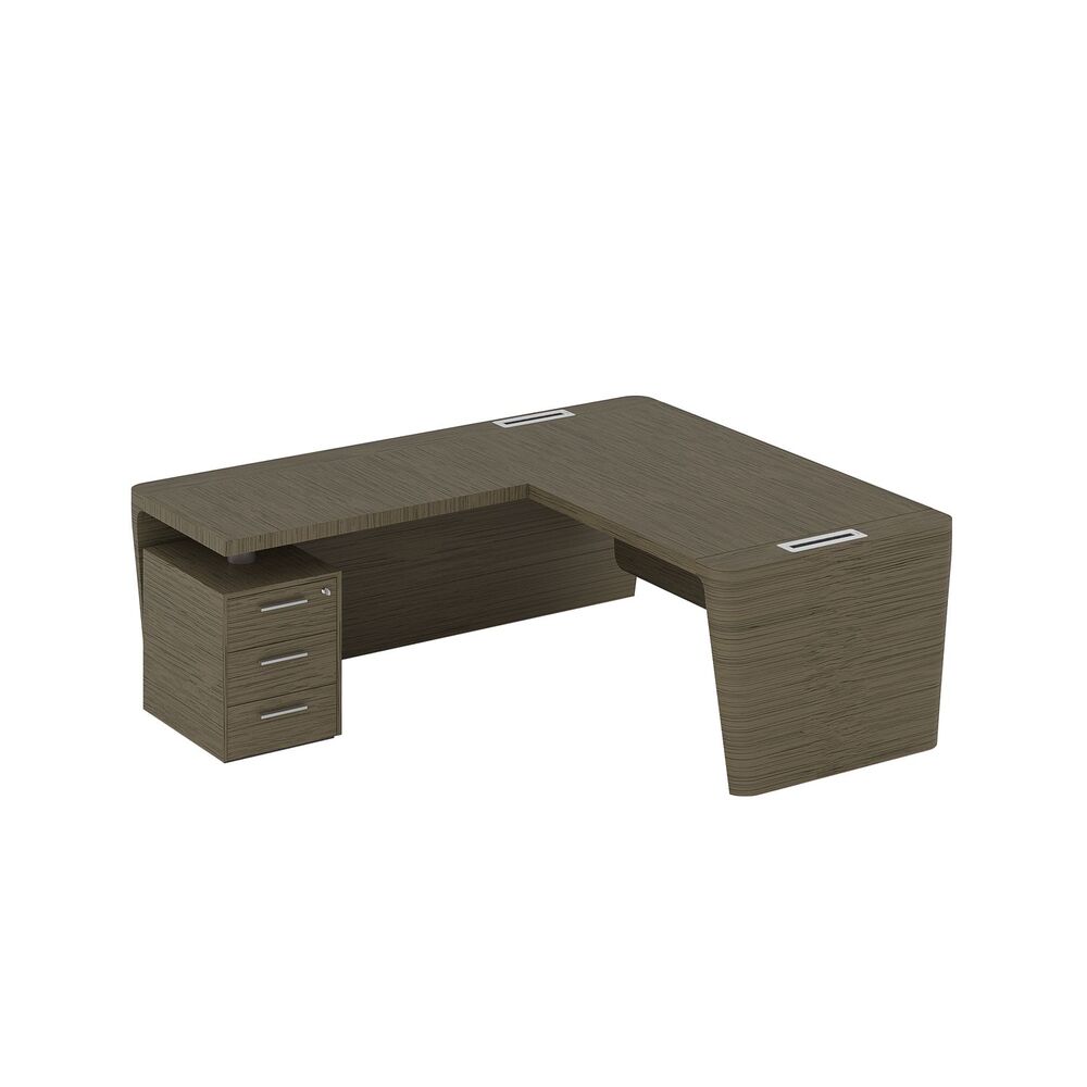 Стол для руководителя левый с приставкой на малой тумбе и фронтальной панелью