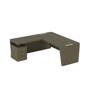 Стол для руководителя левый с приставкой на малой тумбе и фронтальной панелью