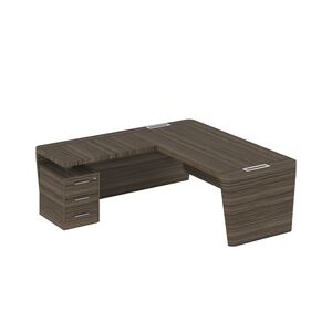 Стол для руководителя левый с приставкой на малой тумбе и фронтальной панелью