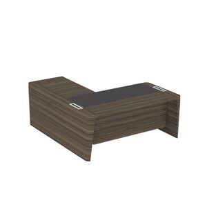 Стол для руководителя правый с кожаным бюваром, приставкой на малой тумбе и фронтальной панелью