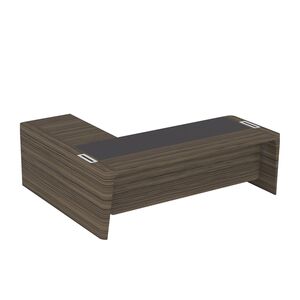 Стол для руководителя правый с кожаным бюваром, приставкой на малой тумбе и фронтальной панелью