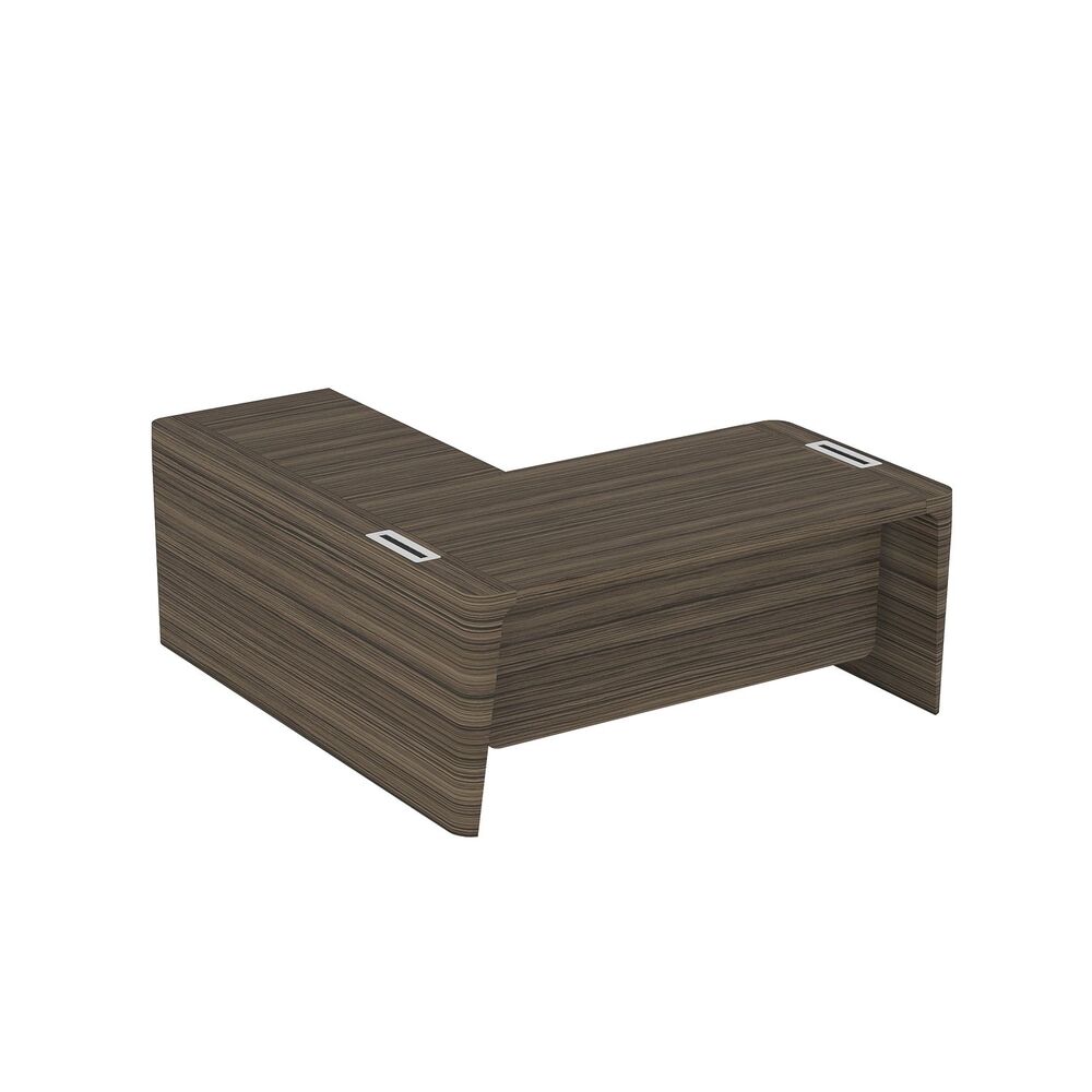 Стол для руководителя правый с приставкой на большой тумбе и фронтальной панелью