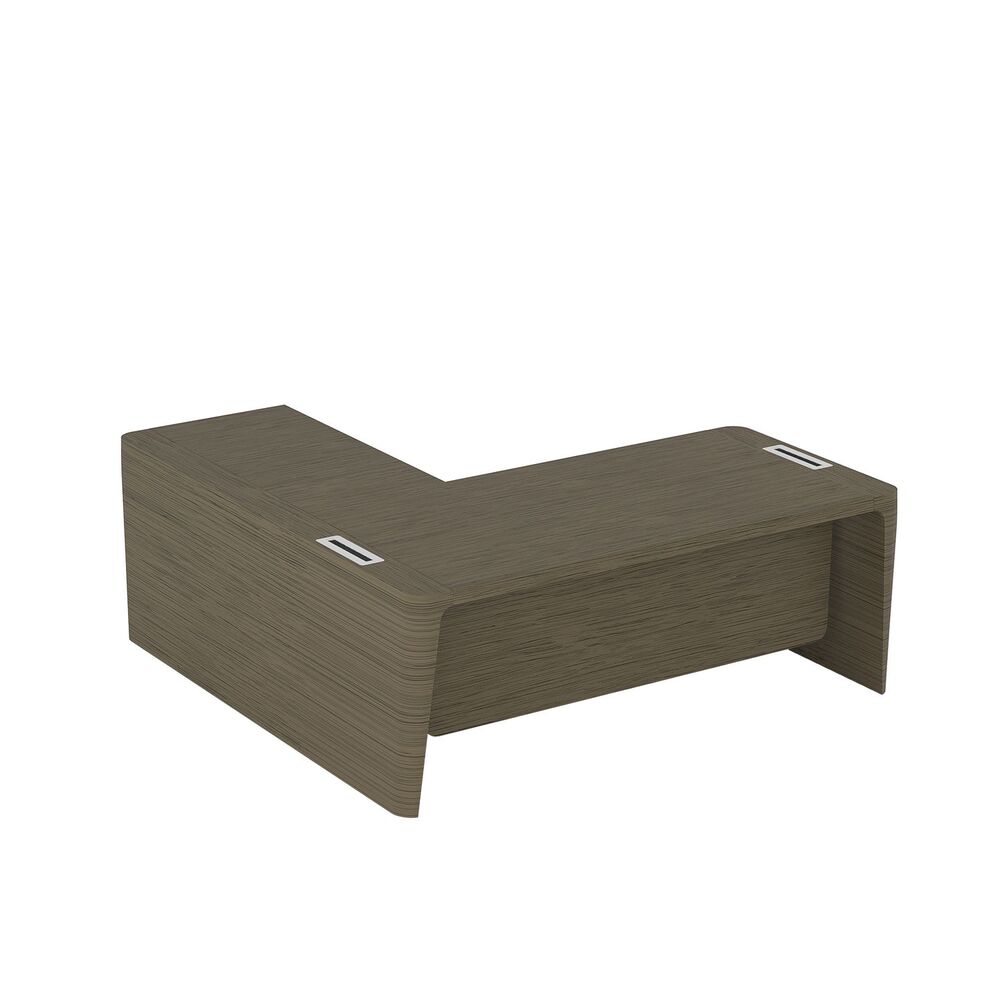 Стол для руководителя правый с приставкой на большой тумбе и фронтальной панелью