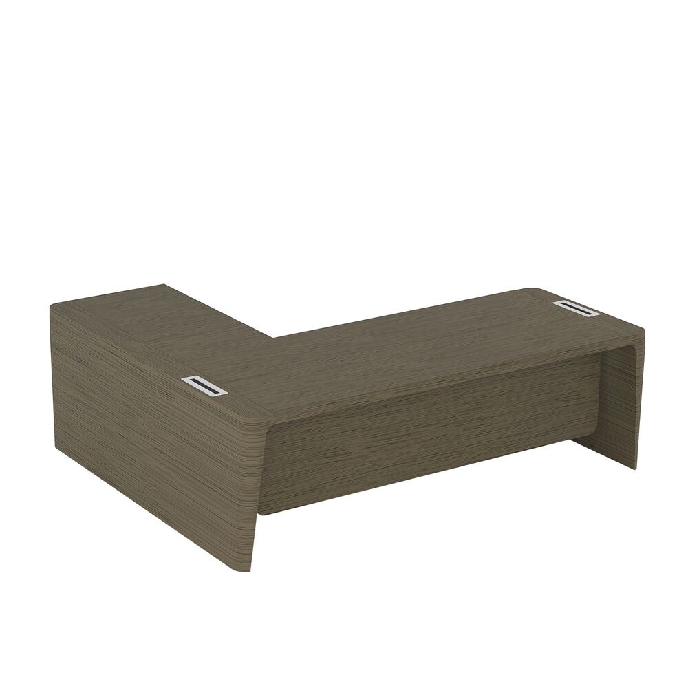 Стол для руководителя правый с приставкой на большой тумбе и фронтальной панелью