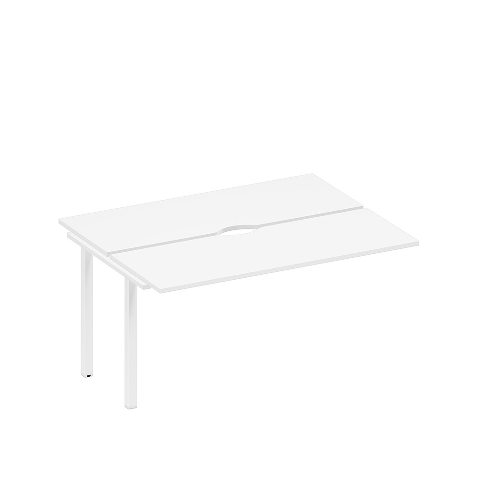 Секция стола рабочей станции на металлокаркасе, столешницы с вырезом