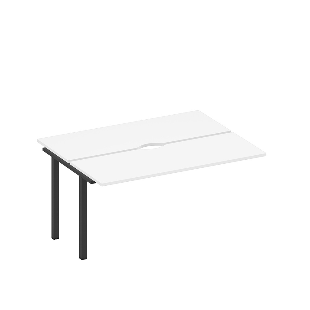 Секция стола рабочей станции на металлокаркасе, столешницы с вырезом