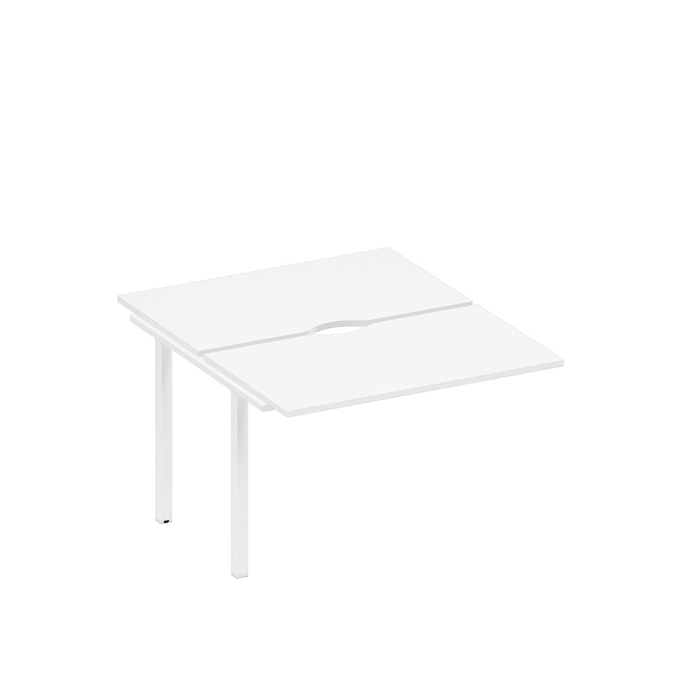 Секция стола рабочей станции на металлокаркасе, столешницы с вырезом