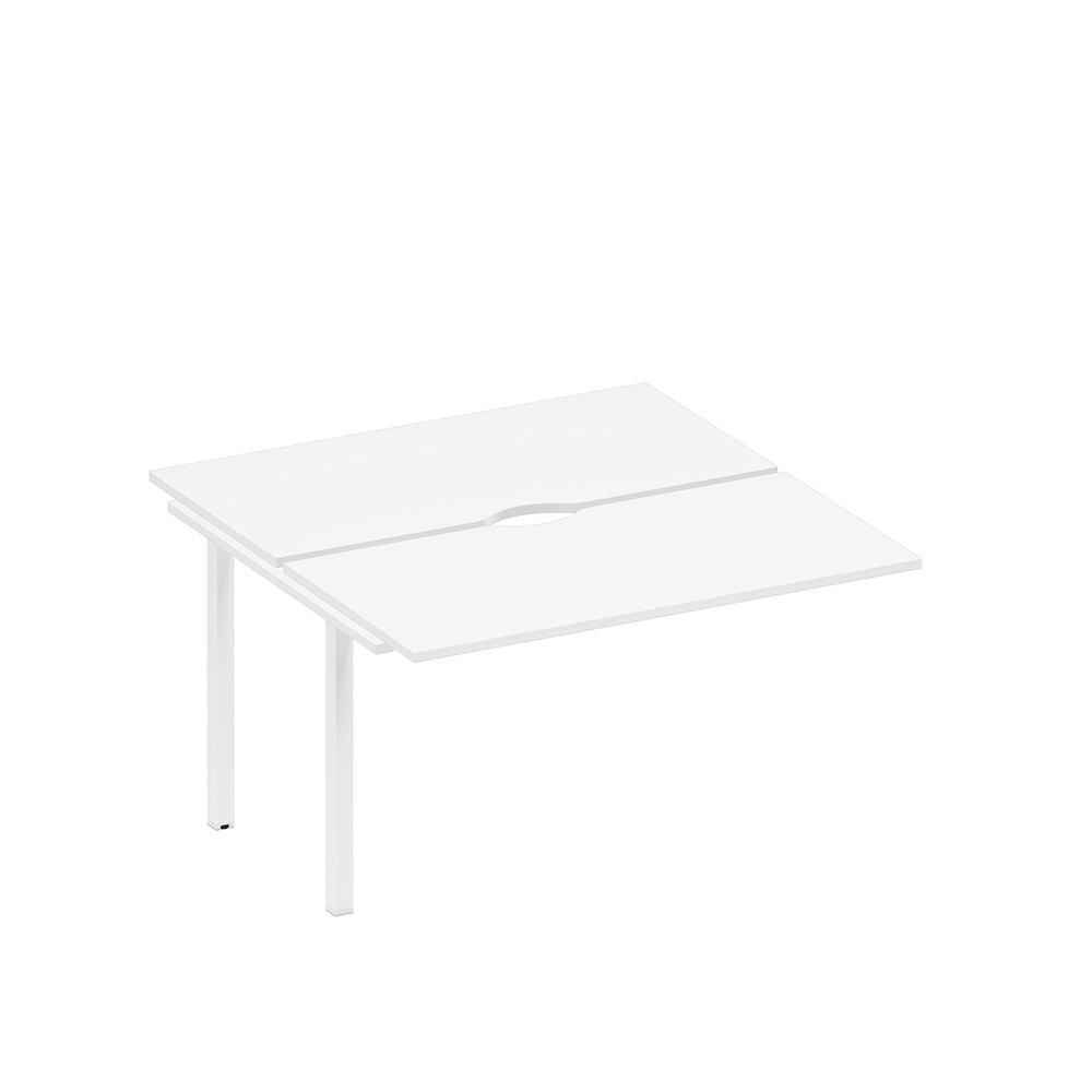 Секция стола рабочей станции на металлокаркасе, столешницы с вырезом