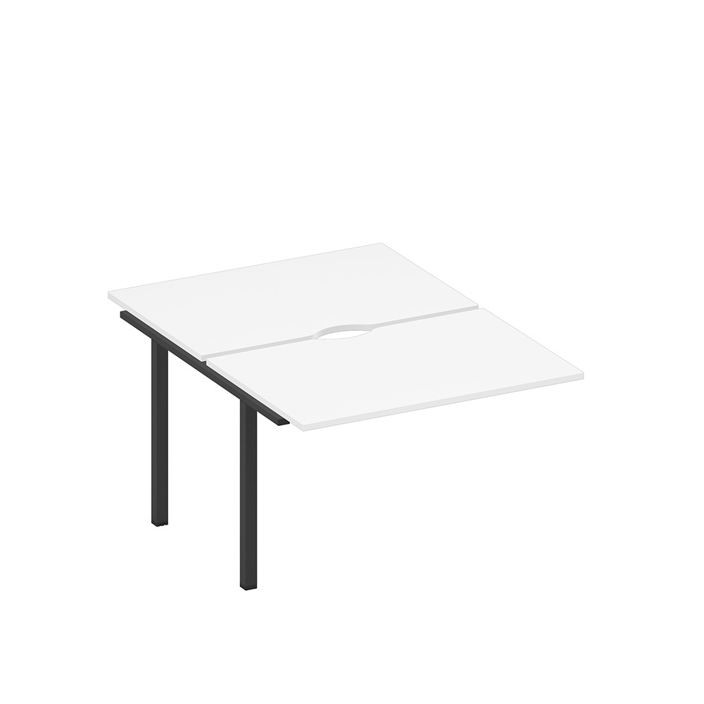 Секция стола рабочей станции на металлокаркасе, столешницы с вырезом