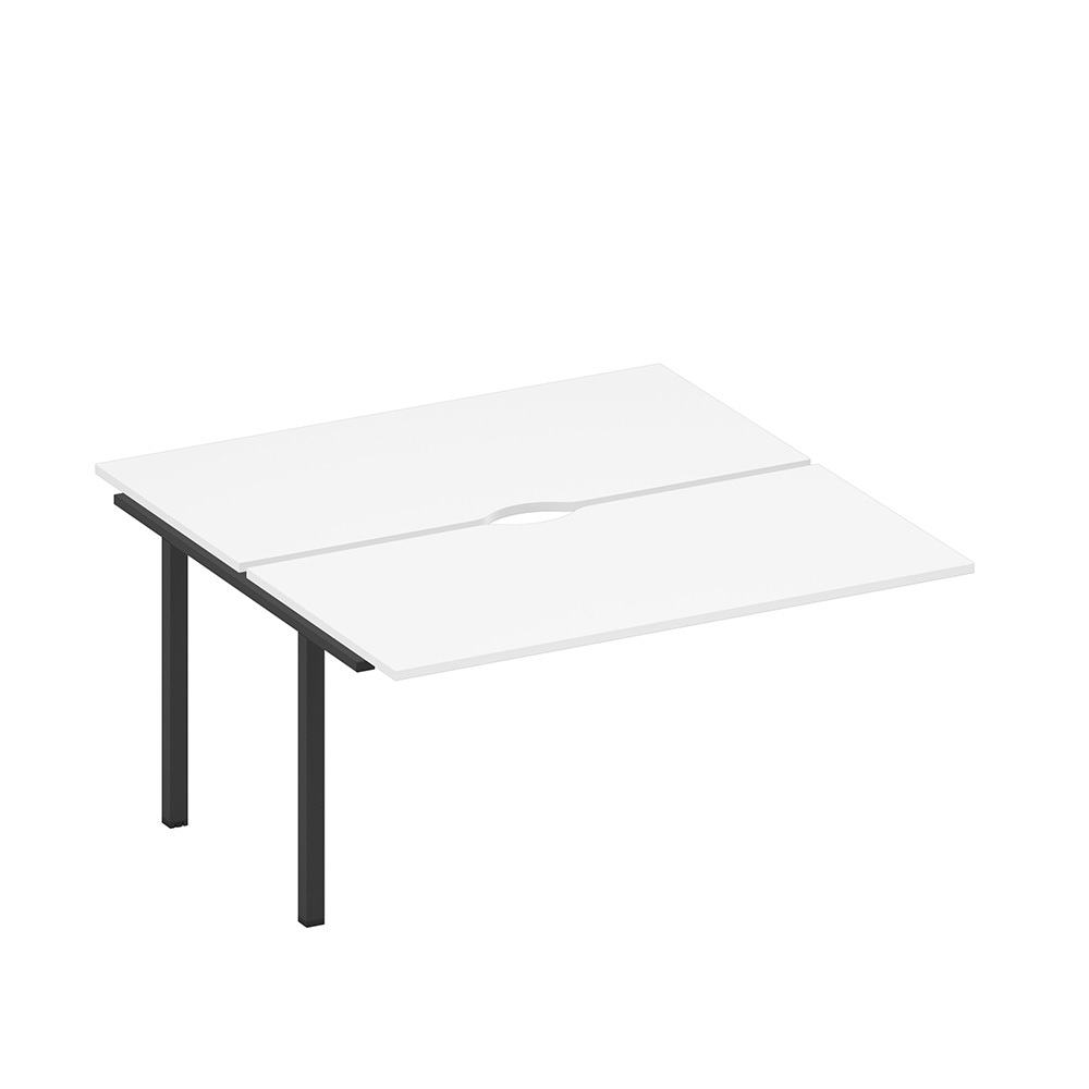 Секция стола рабочей станции на металлокаркасе, столешницы с вырезом