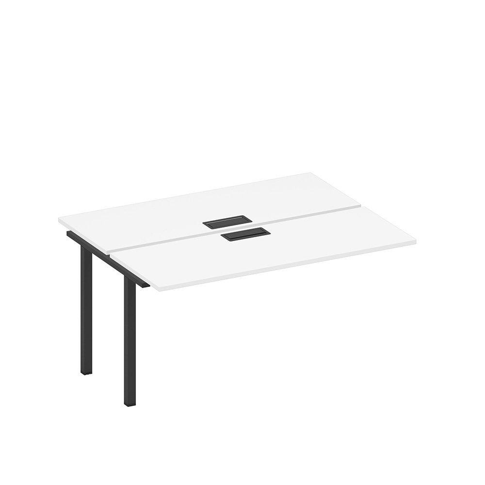 Секция стола рабочей станции на металлокаркасе, столешницы с заглушкой